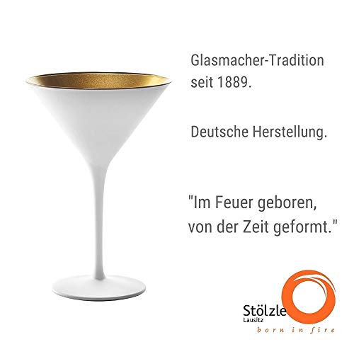 Stölzle Lausitz Cocktailschale Elements 240ml I Martini Gläser 6er Set I weiß-Gold I Cocktailgläser spülmaschinenfest… – Bild 3