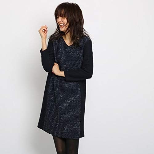 Amazon Co Jp インディヴィ Indivi ワンピース L ツイードサックワンピース ネイビー 493 48 6l 服 ファッション小物