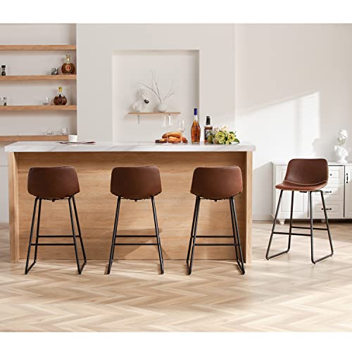 HeuGah Bar Stools Set of 4,Faux Leather Counter