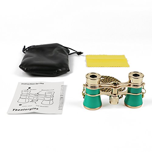 Kingscope 3X25 Theater Opera Glasses Binoculars for Musical Concert (Green, with Chain) - Thumbnail 4