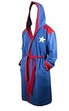 Marvel Comics CAPTAIN AMERICA Logo Blue Fleece BATHROBE With Winged HOOD - Size S/M