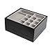 JACKCUBE Design Set of 3 Leather Stackable Jewelry Tray Earring Necklace Bracelet Ring Organizer Display Storage Box(Black, 11 x 9.5 x 1.8 inches)- :MK213S