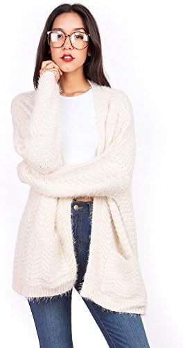 Cotton Candy Women's Super Soft Eyelash Knit Cardigan (S/M, Natural)