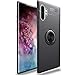 WATACHE Galaxy Note 10+ Plus/Pro/5G Case, Slim Fit Heavy Duty Soft TPU Case with Metal Finger Ring Grip Holder Kickstand [Support Magnetic Car Mount] for Galaxy Note 10+/Plus,Black