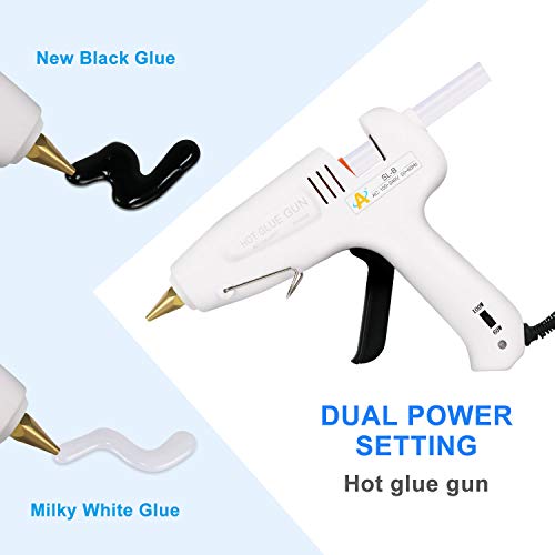 Hot Melt Glue Gun 60/100W Dual Power Glue Gun Kit with Carry Bag and 15pcs Glue Sticks (13 White + 2 Black), 12 Finger Tips for DIY, Craft, Sealing, Light and Heavy Duty, Arts & Home and Repairs