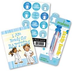 LDS Boys "I Promise" Baptism Gift Pack - Diddly Doodle Marking Pen, I Am Ready for Baptism Pamphlet, Baptism Stickers