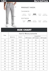 Libin Mens Golf Pants Classic Fit Stretch Work