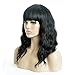 VRZ Short Bob Curly Wig Synthetic Wavy Shoulder Length Black Wig with Bangs Natural Looking Heat Resistant Fiber Hair Wigs for Women