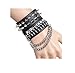 Xusamss Hip Hop Alloy Rivet Bullet Chain Leather Bracelet Bangle Two Set,7-8inches