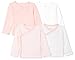 Moon and Back Baby Set of 4 Organic Long-Sleeve Side-Snap Shirts, Pink Blush, Newborn
