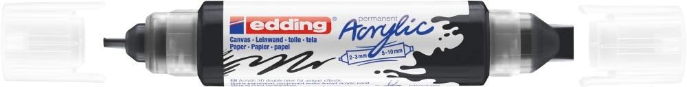 edding 5400 acrylic 3D double liner, black, 1 acrylic colour tube, 2 nozzles 2-3,5-10mm - Image 3