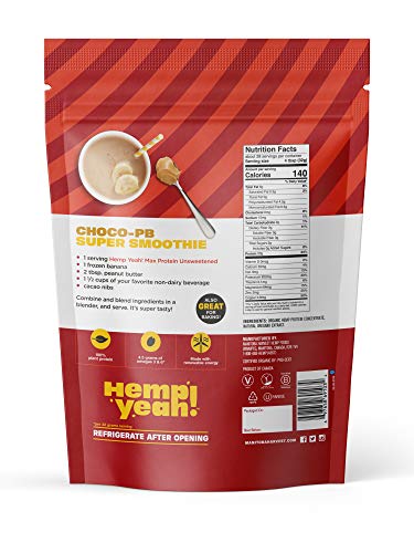 Manitoba Harvest Hemp Yeah! Organic Max Protein Protein Powder, Unsweetened, 32oz; with 20g protein and 4.5g Omegas 3&6 per Serving, Keto-Friendly, Preservative Free, Non-GMO