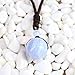 COAI Natural Blue Lace Agate Stone Bead Pendant Adjustable Cord for Girls Women
