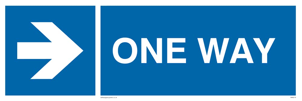 Pack of five - One way with right directional arrow Sign - 300x100mm - L31