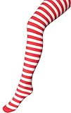 Adult Red & White Opaque Striped Tights Stockings Panty Hose