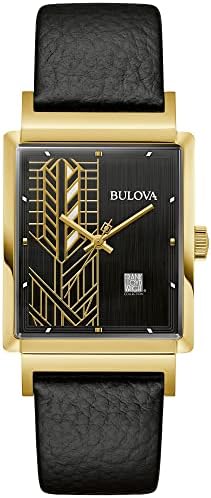Bulova Men's Double-Wrap Bracelet In Black Leather & Stainless Steel - Layered Look Wristwear