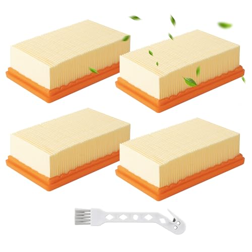 YeeQo Karcher Vacuum Cleaner Filter Set of 4 Suitable for Karcher WD4 WD5 WD6 / MV4 MV5 MV6 Wet and Dry Vacuum Cleaner Flat Pleated Filter Compatible with Karcher 2.863-005.0 with Cleaning Brush