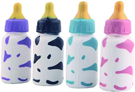 Yeng pack of 4 Pieces Kawaii Slow Rising Milk Bottle Squishies Stress Relief Toys Cellphone Charms Bag Strap Pendants