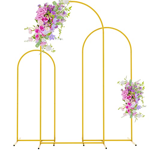 Photo 1 of Asee'm Gold Metal Arch Backdrop Stand Set of 3 Arched Door Frame 6FT/5FT/4FT for Wedding Parties Birthday Graduation Anniversary Celebration Opening Ceremony and Other Indoor Outdoor Decoration