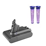 Energup Upgraded 21.6V 3000mAh Li-ion Battery for Dyson V6 595 650 770 880 DC58 DC59 DC61 DC62 Animal Handheld Replacement Battery(with a Free Dyson Filter Replacements)