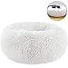 TINTON LIFE Luxury Faux Fur Pet Bed for Cats Small Dogs Round Donut Cuddler Oval Plush Cozy Self-Warming Cat Bed for Improved Sleep, White Mthumb 1