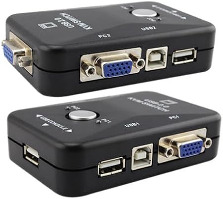 Amazon Com 2 Port Usb 2 0 Monitor Video Vga Kvm Switch Switchbox For Control 2 Computers Pc Computers Accessories