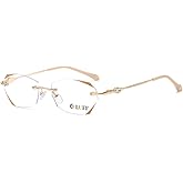 LUFF Rimless Reading Glasses for Women & Men, Lightweight Blue Light Blocking Readers, Anti-Eyestrain Computer Glasses + Case