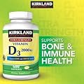 Kirkland Signature Extra Strength Vitamin D3 2000 I.U. 600 Softgels, Bottle , Pack 4