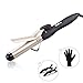 Hair Curling Irons 1-1/4 Inch Beach Waves, Dual Voltage 110-220Volt for Travel, 32mm Ceramic Hair Curlers with Clips for All Hair Types, Instant Heat 80-220C with Glove and 2 Hair Clips, Gold