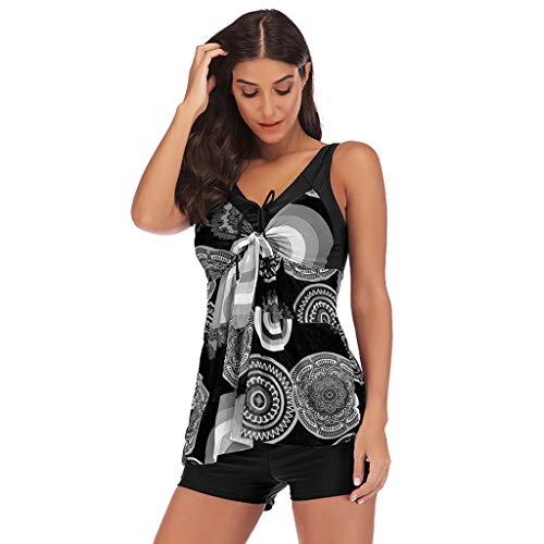 AMUSTER-Damen-Tankini-Badekleid-Badeanzug-mit-Shorts-Bauchweg-Bademode-Groe-Gren-Zweiteiler-Swimsuits-Push-Up-Schwimmkleid