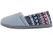 HomeIdeas Women's Velvet Memory Foam House Slippers, Closed Back Indoor / Outdoor Shoes with Colour Stripe,Blue,Medium / 7-8 B(M) US