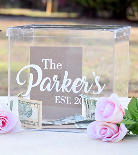 Personalized Clear Card Box with Lid - Wedding Card Box - Personalized Card Box - Wedding Keepsake Box - Acrylic Card Box - Wedding Card Box with Slot - Card Box for Wedding - Thumbnail 4