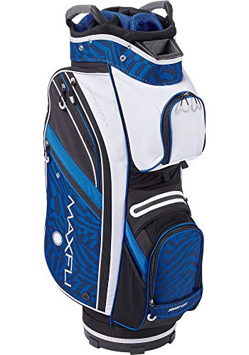 Maxfli 2019 Honors Plus Golf Cart Bag Lightweight 14-Way Top 3 Dividers w/Insulated Pocket (White/Blue)