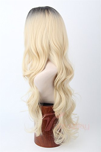 Women Wigs Hair Blonde Ombre Long Wave Natural Style Costume Wig with Dark Roots - Image 4
