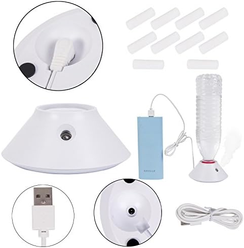 Cool Mist Personal Mini Humidifier [White - Volcano Edition] USB or AA Operated [10 Filters INCLUDED] Portable Travel Humidifying Device for use with Water Bottles
