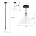 Linea di Liara Lucera Modern Farmhouse Pendant Light Fixture Ceiling Hanging Large Glass Pendant Lighting for Kitchen Island Brass and Black Pendant Light Over Sink Light Fixtures, Bulb Included