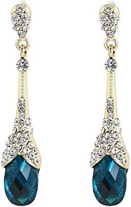 TrinketSea Women Drop Earrings Fashion Jewelry Zinc Alloy Rhinestone Glass Pendant