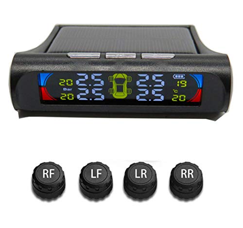 UTSAUTO TPMS Tire Pressure Monitoring System Solar Power with 4pcs Waterproof External Sensors Real-time Detection Tire Pressure Temperature Auto Security Alarm Systems