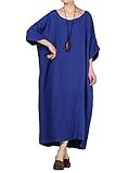 Mordenmiss Women's Bat Sleeve Summer Maxi Dress New L Blue