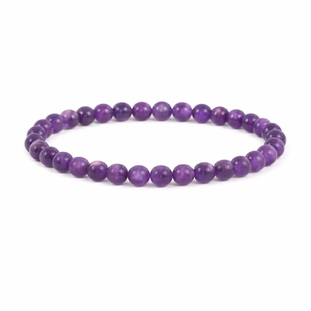 Garaulion Natural Gemstone Bracelet, 6 mm, Amethyst, Jewellery Beads for Men and Women, Couple, Gift for Dad Mum (Amethyst)