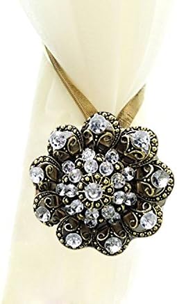 Alberta Chic One Pair Curtain Clips Curtain Attraction Appliance Buckle Magnetic Tieback Creative Diamond Curtain Bind Europe Type (Straight Flower: Bronze)