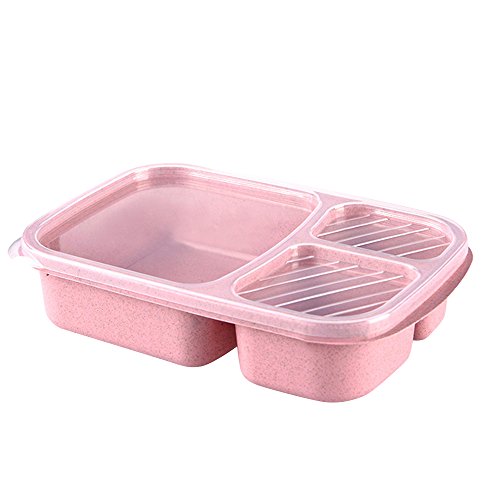 Lunch Boxes - Lunch Box Wheat Straw Microwave Tableware Bento Health Natural 3 Grid Student Portable Food Storage - Retro Ozark Mouse Pokemon Daniel Korean Gray Galaxy Unicorns Insulated