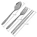 Yamix 2Pack 3Pcs Stainless Steel Portable Tableware Dinnerware Travel Camping Cutlery Fork Spoon Chopsticks Set