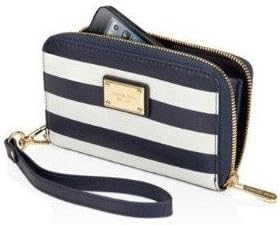 mk blue and white striped bag
