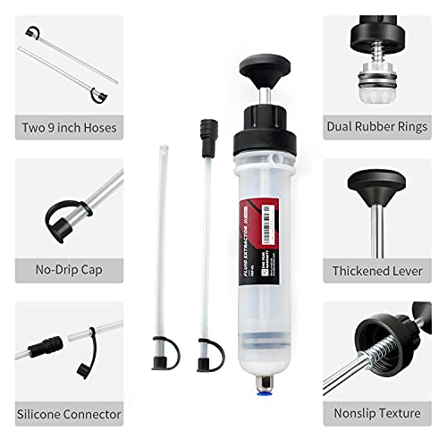 Thorstone Automotive Fluid Extractor Pump, Oil Change Syringe with Hose