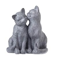 PINE AND PAINT LLC Cat Statue Loving Cats Indoor Outdoor Grey Stone Finish