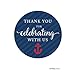 Andaz Press Nautical Baby Shower Collection, Round Circle Labels Stickers, Thank You for Celebrating with Us, 40-pack, For Ocean Sailor Bon Voyage Themed Party Favors, Gifts, Decorations