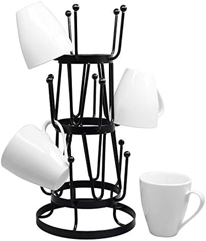 CIPARK Stylish Steel Mug Tree Holder Organizer Rack Stand (Black)