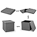 B FSOBEIIALEO Storage Ottoman with Tray, Small Ottomans Cube Folding Coffee Table Foot Stool Footrest Seat, Dark Grey Linen 16