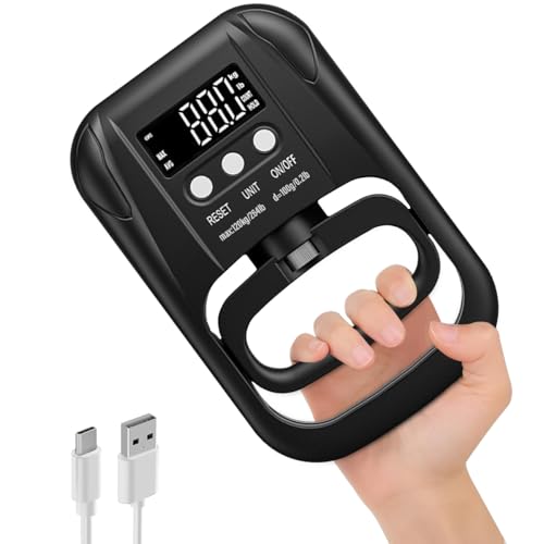 120 kg Testador de Força de Aderência com Visor LCD, Dinamômetro de Aderência de Mão, Testador Eletrônico de Força de Aperto de Mão, Treinador de Dinamômetro para Medição Manual, Dinamometro